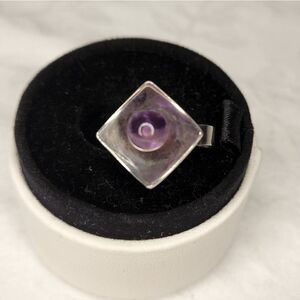 Abstract Silver Amyethest Ring